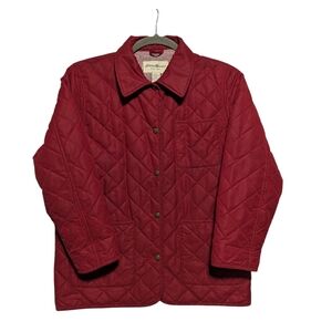 Eddie Bauer Womens  Quilted Jacket Burgundy Outdoor Plaid Lining Size Medium